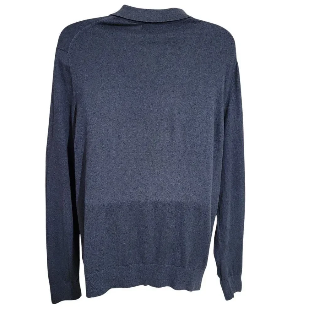 Banana Republic Sweater Mens Size XL‎ Silk Cotton Cashmere Blend Blue Pullover